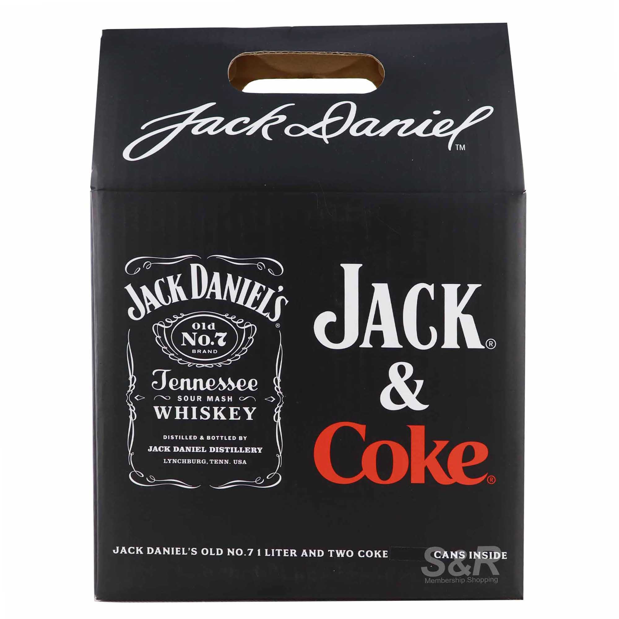 Jack Daniel's Tennessee Sour Mash Whisky with Free 2 Coke in cans 1 set
